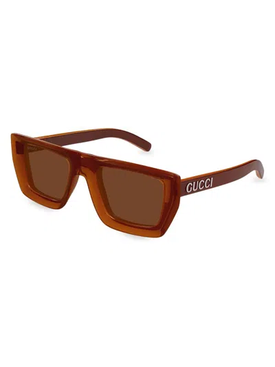 Gucci Rectangle-frame Sunglasses In Orange