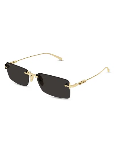 Gucci Block 56mm Rimless Rectangular Metal Sunglasses In Gold | ModeSens