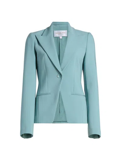 Michael Kors Sabrina Single-button Stretch Wool Blazer In Blue