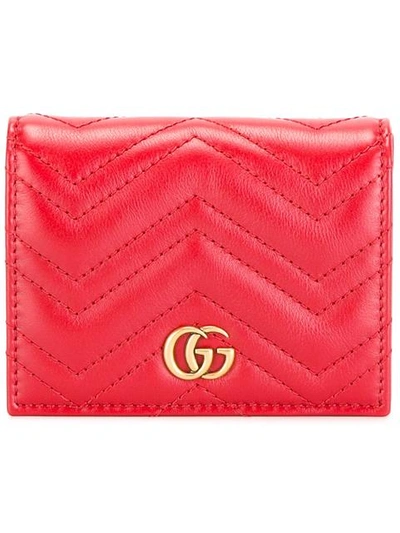 Gucci Gg Marmont Quilted-leather Wallet In Red