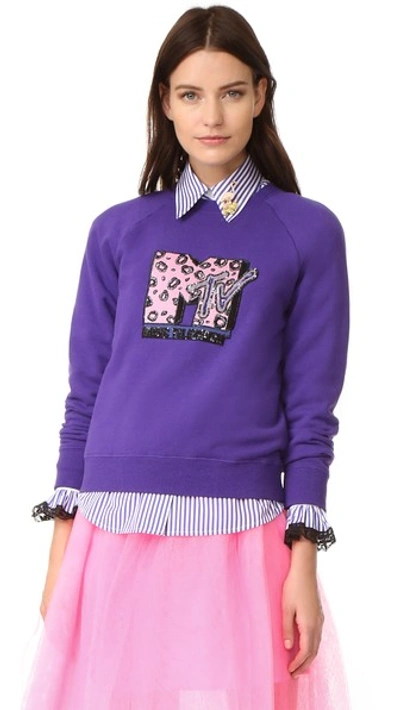 Shop Marc Jacobs Mtv Raglan Sweatshirt In Purple