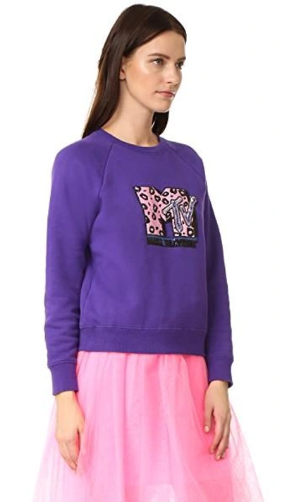 Shop Marc Jacobs Mtv Raglan Sweatshirt In Purple
