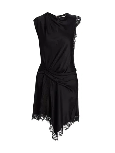 A.l.c Dion Draped Lace-trim Satin Mini Dress In Black