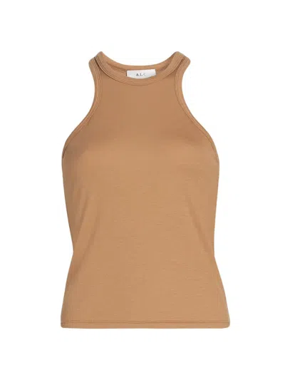 A.l.c Dean Racerback Rib Knit Tank In Brown