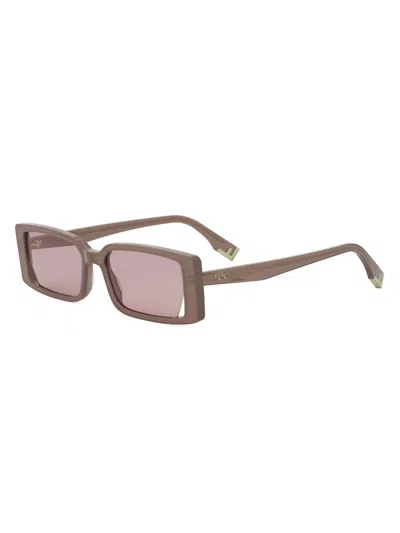Fendi Way 53mm Rectangular Sunglasses In Brown