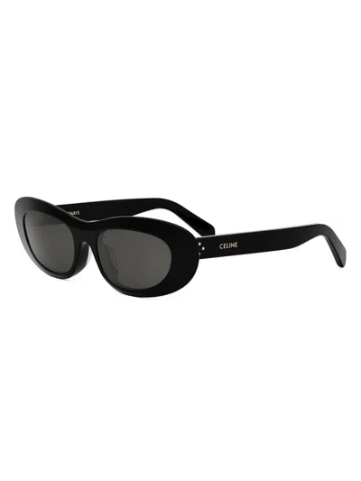 Celine Bold 3 Dot Rectangular Sunglasses In Black