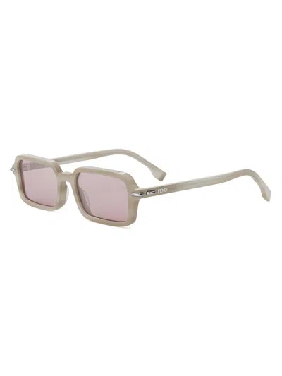 Fendi Selleria Acetate Rectangular Sunglasses In Metallic