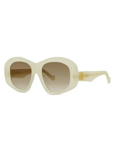 Loewe Anagram 51mm Beveled Pentagon Sunglasses In Yellow