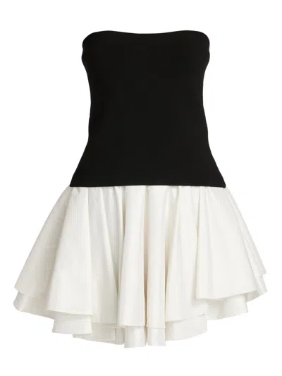Simkhai Womens Black Multi Isabelle Strapless Taffeta-knit Mini Dress