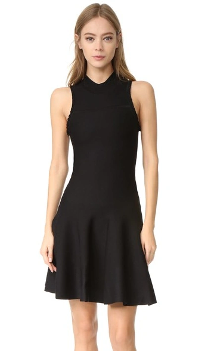 Carven Sleeveless Fit & Flare Dress In Noir