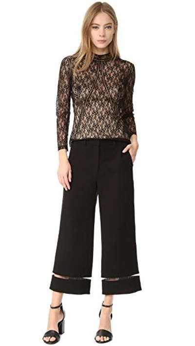 Alexander Wang Cropped Pants With Fishing Line Trim In Onyx | ModeSens