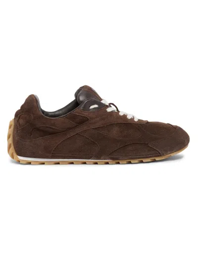 Bottega Veneta Orbit Flash Leather-trimmed Suede Sneakers In Brown