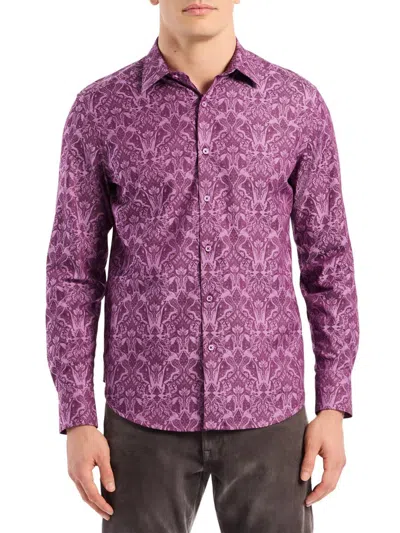 Robert Graham Highland Stretch Cotton Button-up Shirt In Purple