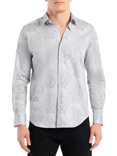 Robert Graham Lexington Floral Stretch Cotton Button-up Shirt In Gray