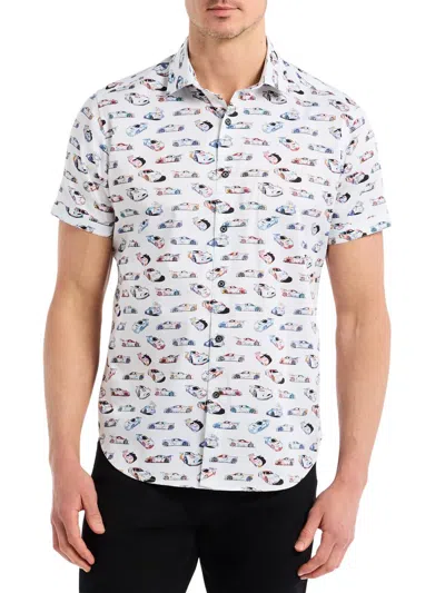 Robert Graham Neon Wheels Short Sleeve Cotton Button-up Shirt In Multi