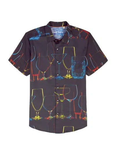 Robert Graham Neon Nights Short Sleeve Button Down Shirt In Blue
