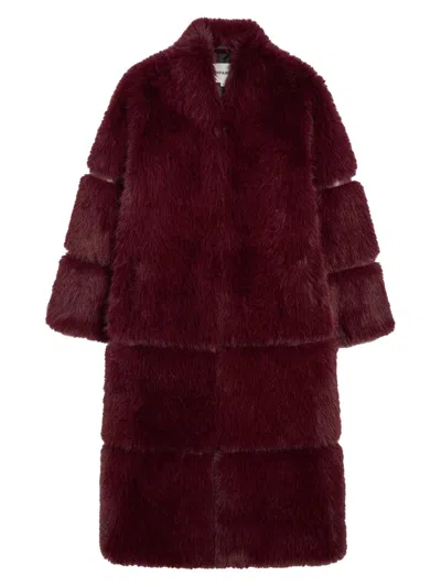 Apparis Sylke Sable Coat In Burgundy