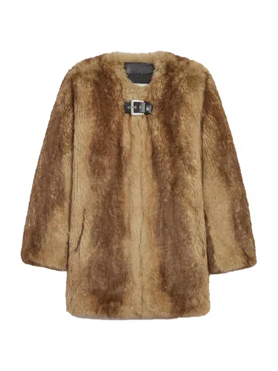 Apparis Petra Mink Coat In Neutral