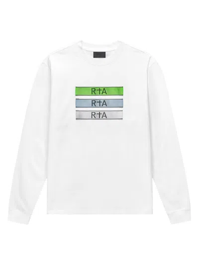 Rta Lawrence Glitch Logo Long Sleeve T-shirt In White