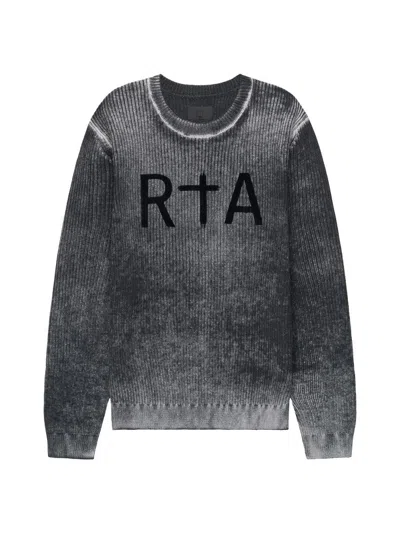 Rta Ethan Black Glitch Crew Neck Sweater In Gray