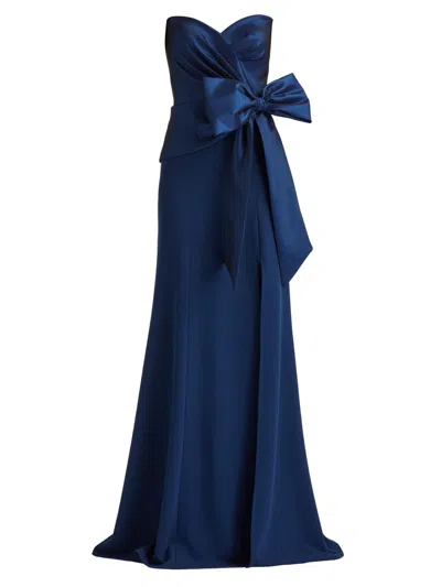 Tadashi Shoji Strapless Stretch Crepe Gown In Blue
