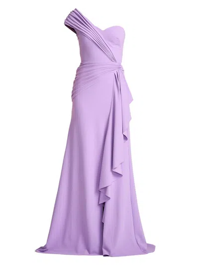 Tadashi Shoji Draped One-shoulder Maxi Dress In Purple
