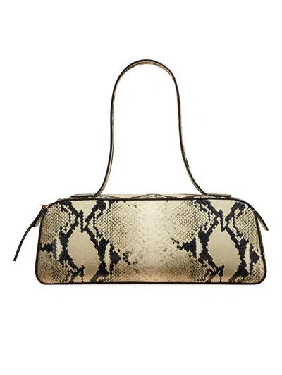 Khaite Simona Python-embossed Leather Shoulder Bag In Brown