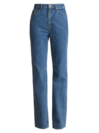 Khaite Danielle High Waist Straight Leg Jeans In Blue