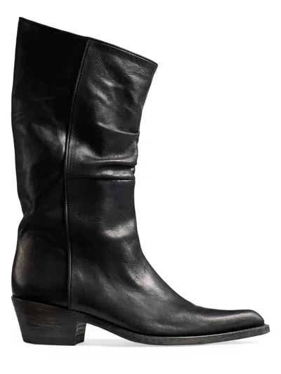 Khaite Clive Leather Mid-calf Boots In Black