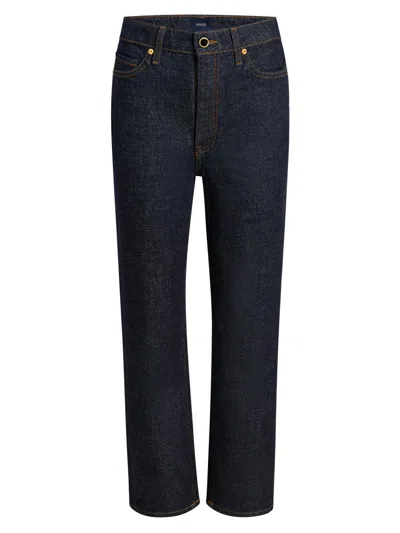 Khaite Womens Benson Bonnie Straight-leg Denim-blend Jeans In Blue