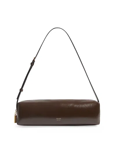 Khaite Simona Crackle Patent Elongated Tote Bag In Brown