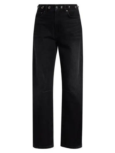 Rails Womens Samo Black Stone Studded Samo Studded Barrel-leg Denim Jeans In Black