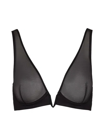 Commando Chic Mesh Plunge Underwire Bra In Black