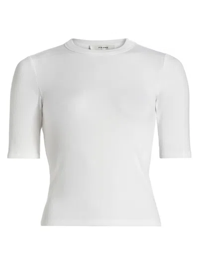 Frame The Rib Crew Tee White In White