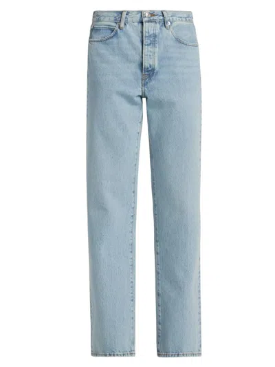 Frame Buttoned Straight Jeans In Blue