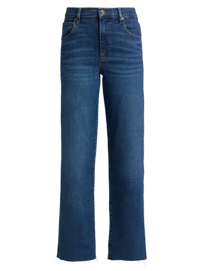 Frame Stretch Denim Straight Leg Five Pocket Jeans In Blue