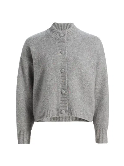 Frame The Cashmere Fleck Cardigan Silver In Gray