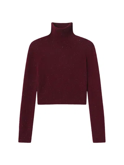 Frame Womens Pinot Fleck-knit Turtleneck Cashmere Jumper In Red