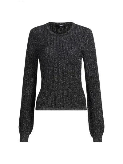 Paige Adela Metallic Ribbed Sweater In Black