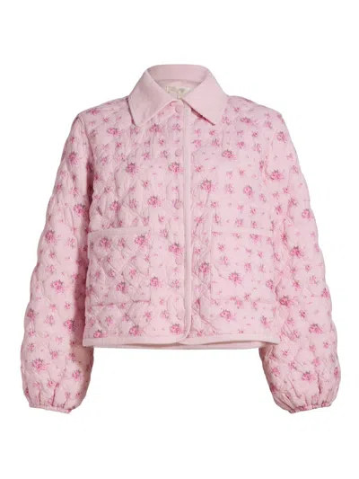 Loveshackfancy Quinlette Jacket Raspberry Fields In Pink
