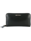 Jimmy Choo Pippa Black Soft Grained Goat Leather Zip Around Wallet