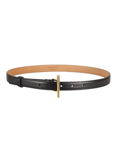 Alexander Mcqueen Sling Cross-bar Buckle Leather Belt In Black