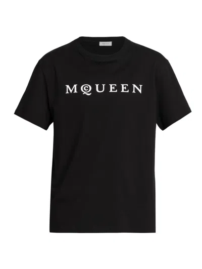 Alexander Mcqueen Logo Lettering Crewneck T-shirt In Black