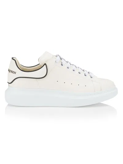 Alexander Mcqueen Chunky Leather Sneakers Featuring Perforated Profiles In White