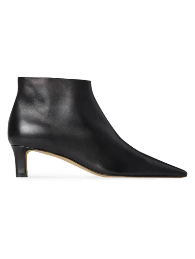 The Row Black Carla 45 Ankle Boots In Leather In Black