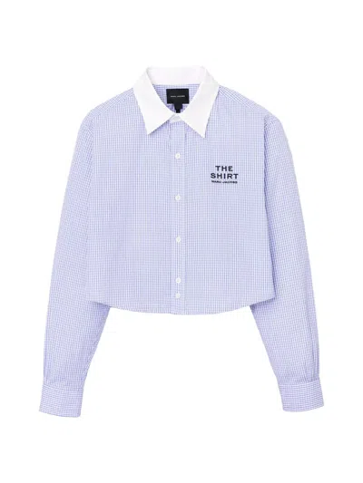 Marc Jacobs Gingham Check Cropped Shirt In Blue