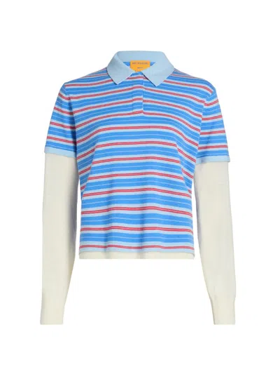 Guest In Residence Lightweight Cashmere Polo Shirt For Women In Blue