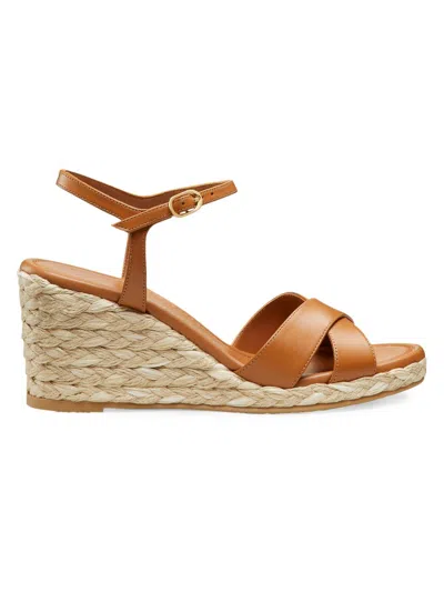 Stuart Weitzman Dayna Leather Crisscross Espadrille Sandals