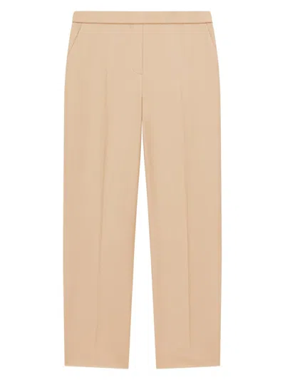 Theory Treeca Virgin Wool Flannel Cropped Pull-on Pants In Yellow