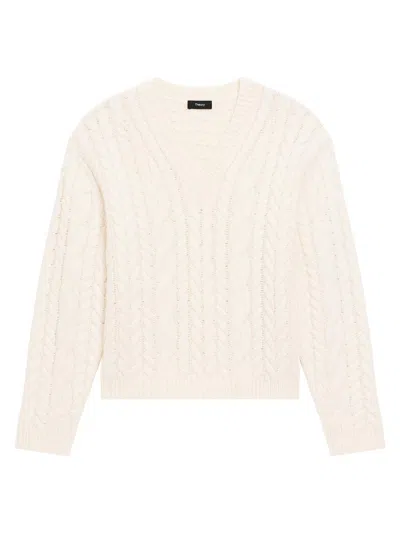 Theory Cable-knit Wool And Cashmere-blend Sweater In Neutral
